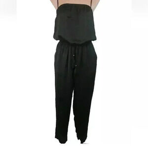 J Crew Crepe Tassel Drawstring Waist Womens Sz S Black Jumpsuit